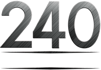 Large metallic 240 with GROUP in white text below, separated by a black horizontal line.